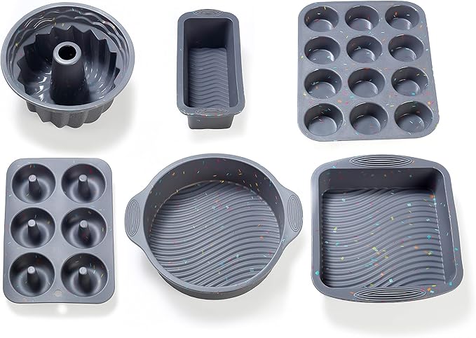 51PCS Silicone Bakeware Set - Silicone Cake & Baking Pans Set, Including Pan, Mold, Toast, Muffin, Donut & Cupcake Molds, Baking Cups Set