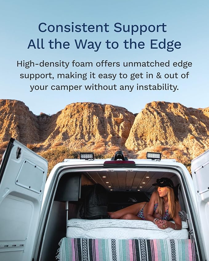 ViscoSoft 3 Inch Memory Foam Mattress Topper Short King - Select High Density Ventilated RV Camper Mattress Pad - Premium Removable Rayon Cover