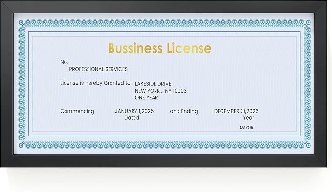 5x10 Metal License Frame - Black Aluminum Photo Frames with Real Glass,Signature Collection,Tabletop Mounting Horizontally or Vertically Decor for Wall Gallery Poster Photo 10x5 Frames, Black