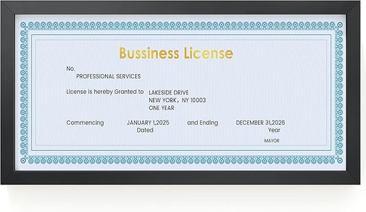 5x10 Metal License Frame - Black Aluminum Photo Frames with Real Glass,Signature Collection,Tabletop Mounting Horizontally or Vertically Decor for Wall Gallery Poster Photo 10x5 Frames, Black