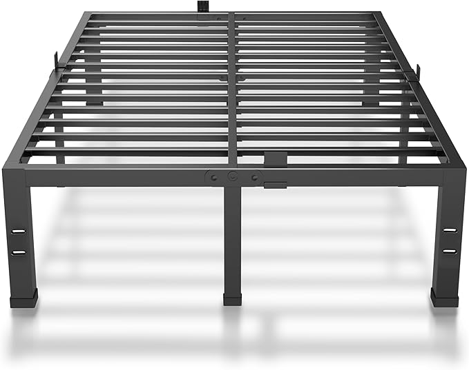18 Inches Bed Frame Queen Size, Heavy Duty Metal Platform Bed Frame No Box Spring Needed, Easy Assembly, Noise Free Bedframes with Mattress Slide Stopper