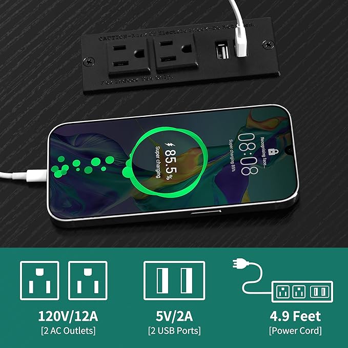 YITAHOME Corner TV Stands for Living Room, Black Entertainment Center with Storage, Farmhouse TV Stand for 55 inch TV w/Power Outlets, TV Console Media Cabinet, Black