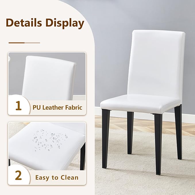 Dining Table Set for 6，Dinner Table Set for 6，71'' Kitchen Table and PU Leather Chairs Set of 6，6 Chair Dining Table Set for Kitchen Dining Room