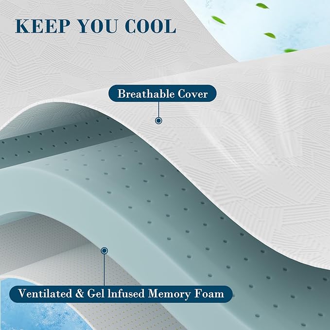 2 Inch California King Memory Foam Mattress Topper, Cooling Gel Bed Topper with Removable Cover, Soft & Pain Relief & Breathable, CertiPUR-US & Oeko-Tex Certified