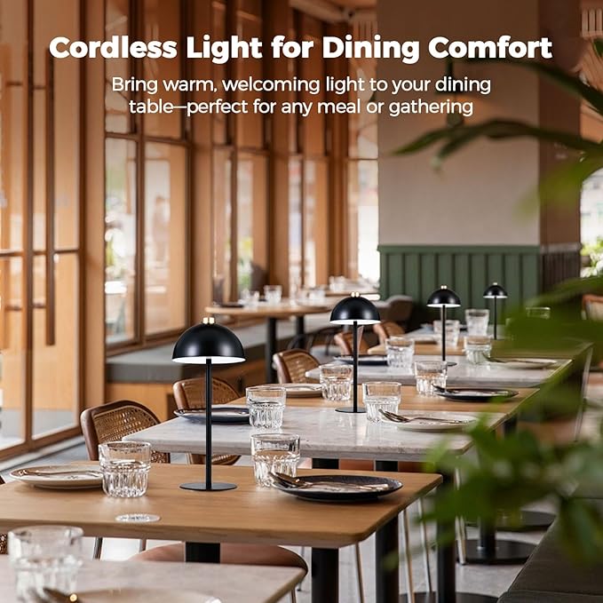 Rechargeable Cordless Touch Table Lamp,Modern 3 Color Stepless Dimming Night Light,Portable Wireless 4000mAh Battery Operated,LED Desk Lamp for Outdoor Patio,Restaurant,Camping,Bedroom,Nightstand