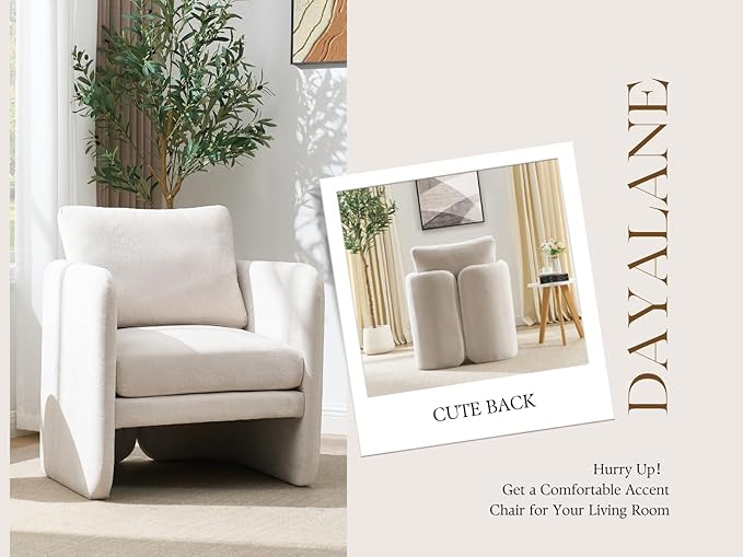 Modern Barrel Accent Chairs Set of 2, Beige Chenille Fabric Armchair for Living Room, Comfy Upholstered Reading Accent Chairs Single Sofa Chair for Bedroom Waiting Room Office, Beige