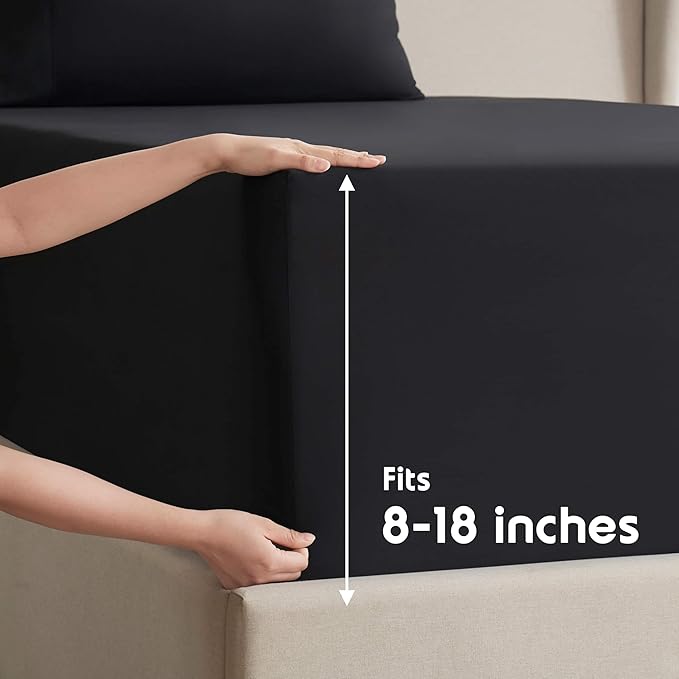 Nestl California King Sheet Set - 1800 Ultra-Soft Microfiber Cal King Bed Sheets - Double Brushed - Deep Pockets - Easy Fit - 4 Piece Set - Bed Sheets (California King, Black)