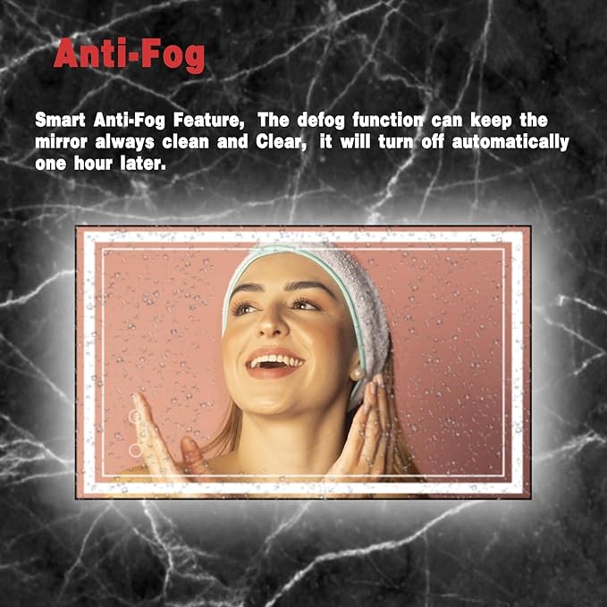 24" x 40" LED Bathroom Mirror with Lights Framed LED Mirror for Bathroom Backlit and Front Lighted Bathroom Mirror Black Square Aluminum Frame Anti-Fog Dimmable Vanity Adjustable Memory