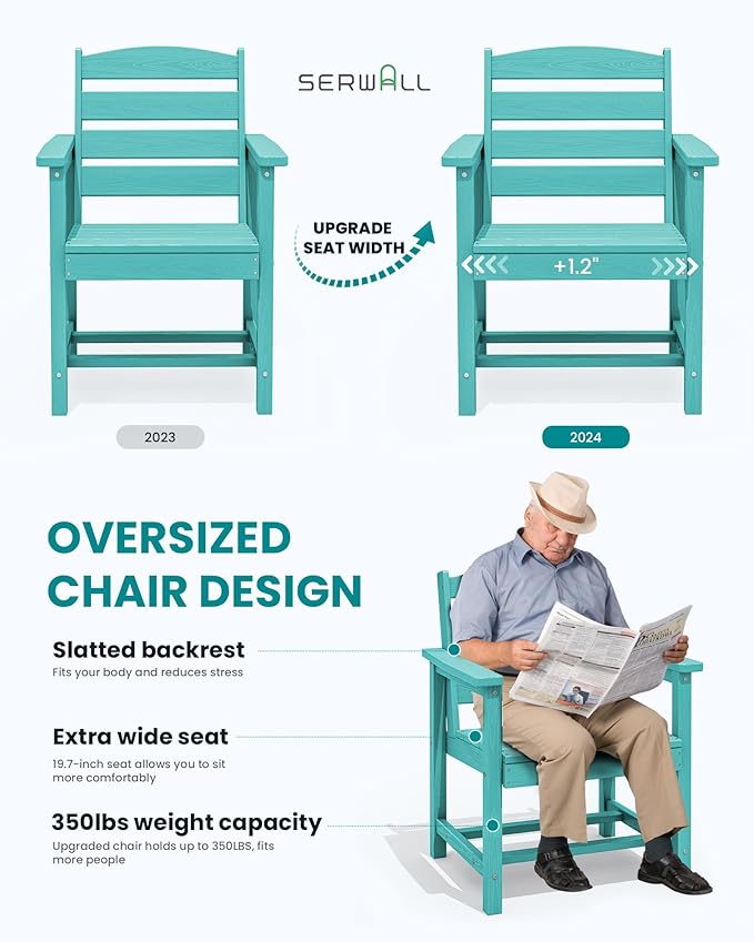 SERWALL Patio Dining Chair Set of 2, Aruba