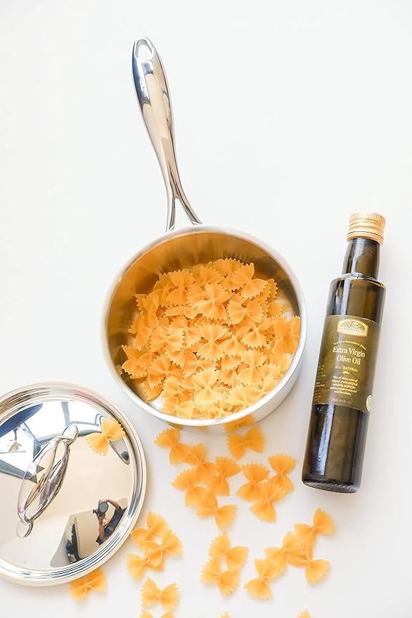 Duratux Tri-Ply 1.5-Quart Sauce Pan with Lid, Silver; Stainless Steel, PTFE & PFOA Free, Freezer to Oven Safe, Induction Compatible