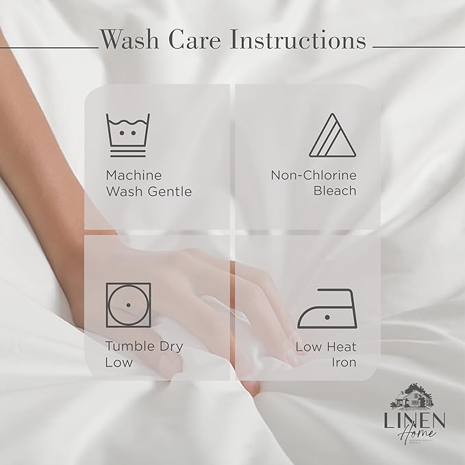 Linen Home 100% Cotton Percale Sheets Queen Size, Dove Grey, Deep Pocket, 4 Pieces Set - 1 Flat, 1 Deep Pocket Fitted Sheet and 2 Pillowcases, Crisp Cool and Strong Bed Linen