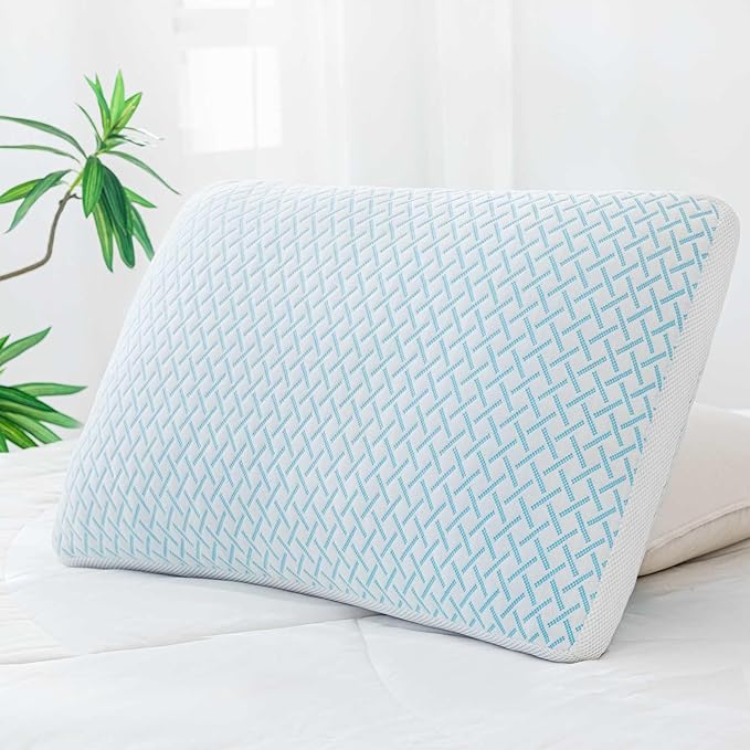 Shredded Memory Foam Cooling Soft Pillow Queen Size, Adjustable Hypoallergenic Hotel Quality Pillow for Back, Stomach and Side Sleeper, Bamboo Viscose Cover, Oeko-TEX Certified