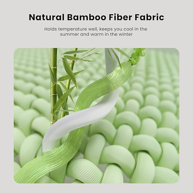 Bamboo Mattress Topper Twin Size 4 Inch, Cooling Gel & Bamboo Charcoal Memory Foam Mattress Topper for Back Pain Relief, Firm Dual-Layer Foam Bed Pad with Removable Cover College Dorm