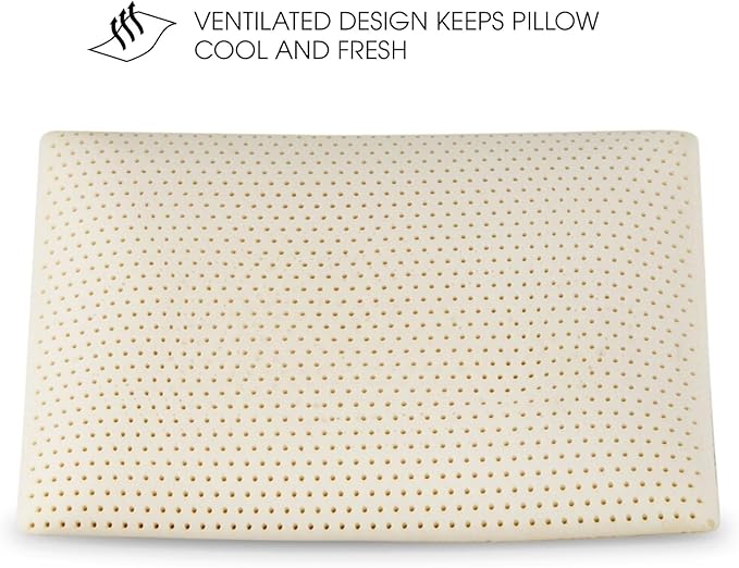 100% Talalay Latex Pillow, Luxury Queen Sleeping Bed Pillow for Side, Back, and Stomach Sleepers, Extra Soft Natural Latex Foam Pillow, Removable Breathable Cotton Cover (Soft, Standard)