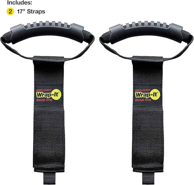 Easy-Carry Wrap-It Storage Straps - 17" (2-Pack) – Heavy-Duty Hook and Loop Cord Carrying Strap, Hanger, and Organizer with Handle for Pool Hoses, Garden Hoses, Cables, and Dad Gift Ideas…
