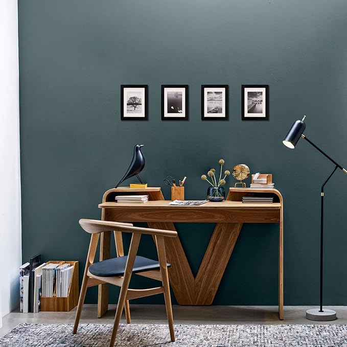 Egofine 5x7 Picture Frame Made of Solid Wood, Display Pictures 3.5x5/4x6 with Mat or 5x7 Without Mat Covered by Plexiglass for Table Top Display and Wall Mounting Photo Frame, Black