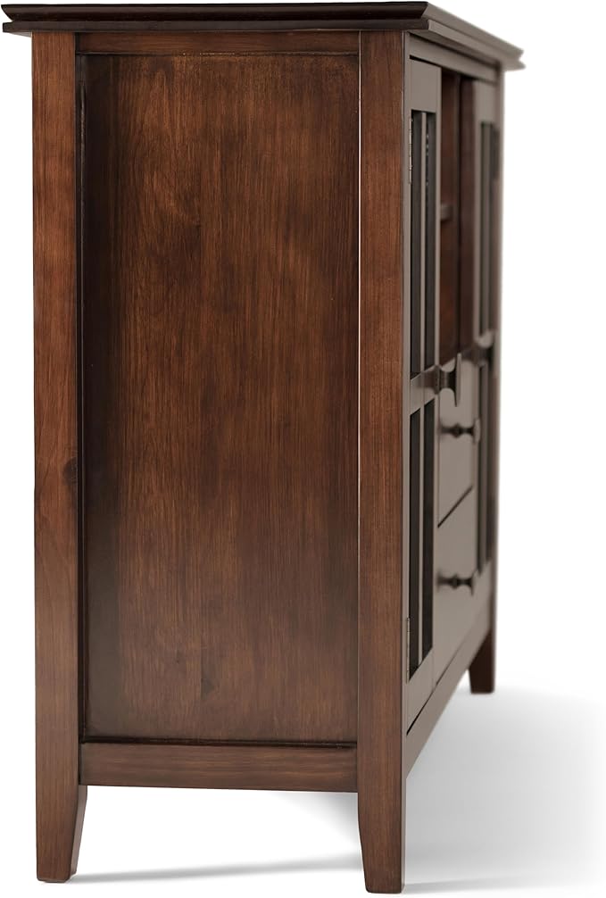 SIMPLIHOME Artisan SOLID WOOD 53 inch Wide Transitional TV Media Stand in Russet Brown For TVs up to 60 inches for the Living Room and Entertainment Center