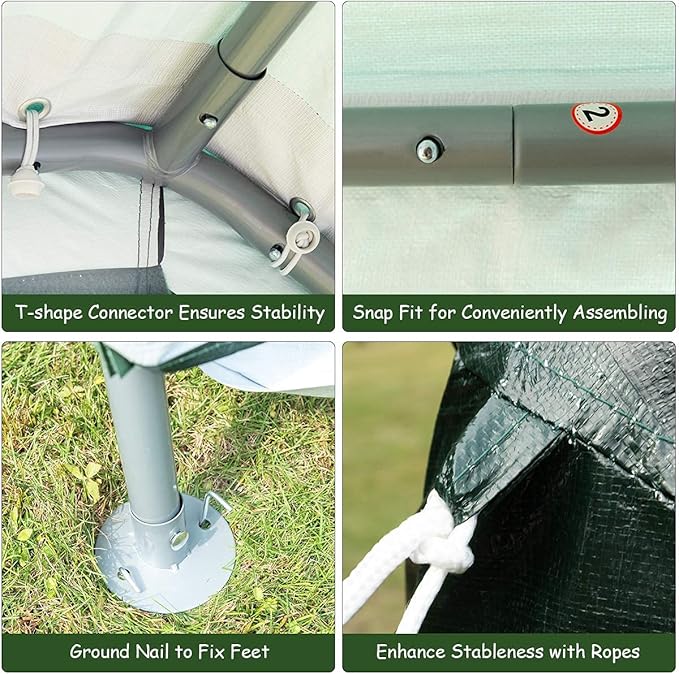 Tangkula 6x8 Ft Outdoor Storage Shelter, Enclosed Carport Tent with All-Steel Metal Frame and Waterproof Ripstop Cover, Outdoor Garage Tent with Sidewalls