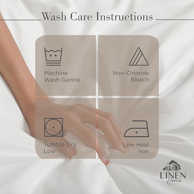 Linen Home 100% Cotton Percale Sheets Full Size, Taupe, Deep Pocket, 4 Pieces Set - 1 Flat, 1 Deep Pocket Fitted Sheet and 2 Pillowcases, Crisp Cool and Strong Bed Linen