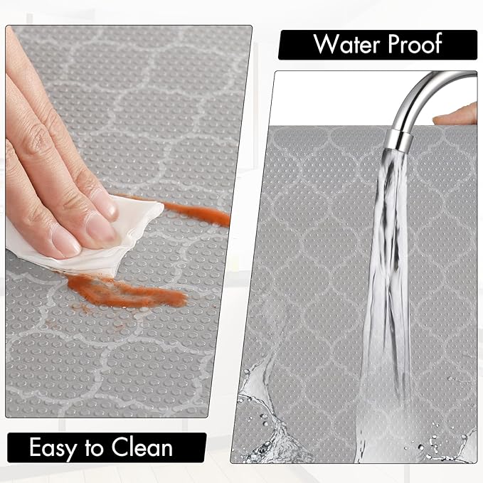 Cooyes Shelf Liner for Kitchen Cabinets – Non-Adhesive Waterproof Drawer Liner – Durable EVA Material Easy-to-Cut Shelf Paper for Refrigerator, Cupboard, Dresser with Modern Pattern