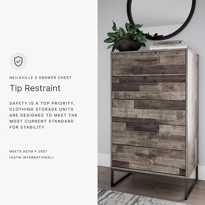 Signature Design by Ashley Neilsville 5 Drawer Chest, Light Brown