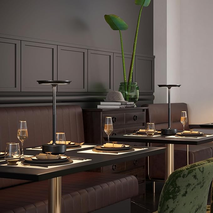 Rechargeable Table Lamps Cordless, Portable 5000mAh Outdoor Table Light, 3 Color Stepless Dimming LED Table Lamp with Memory Function, for Home/Dinner/Patio/Restaurant.(Diamond Black)