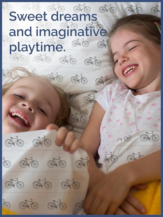 Kids Bikes Twin 3 Piece Sheet Set - Boys, Girls, Teens, Toddler - Easy Fit, Deep Pockets - Breathable, Hotel Quality Bedding Sheets - Machine Washable - Wrinkle Free - Cute, Cozy & Soft - CGK Linens