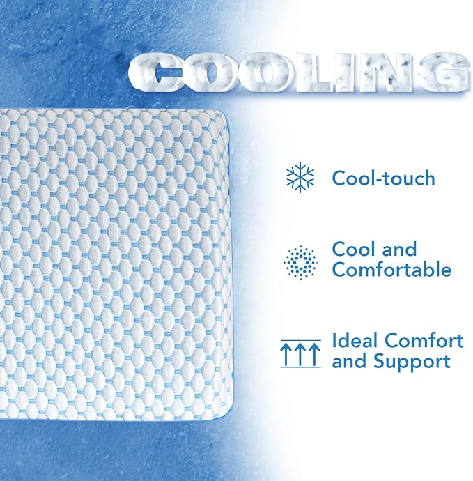 Thin Pillow for Sleeping, Cooling Gel Flat Pillow for Stomach and Back Sleepers, Ultra Slim Stomach Sleeping Pillows for Shoulder Neck Pain Relief, Low Profile Memory Foam Pillows 2.25-inches