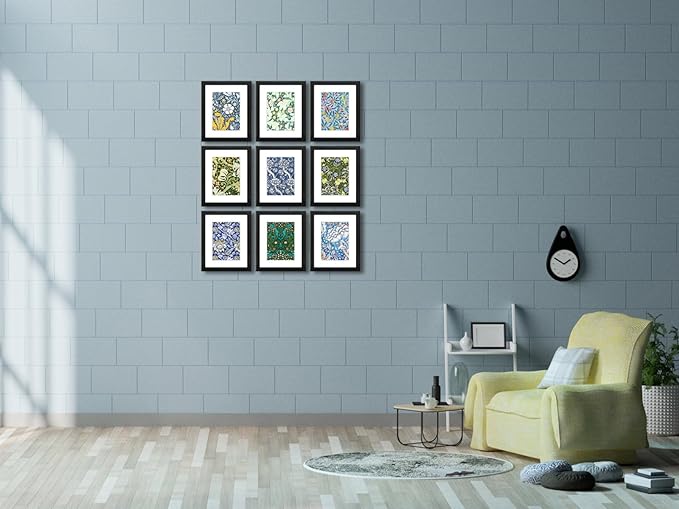 8x10 Picture Frame Set of 9 for Pictures 5x7 with Mat or 8x10 Without Mat, Wall Gallery or Tabletop display Photo Frames in Black