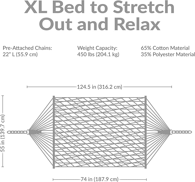 Sunnydaze Cotton Rope Hammock for Outside - 450-Pound Capacity Indoor or Outdoor Hammock with Spreader Bars - Brown