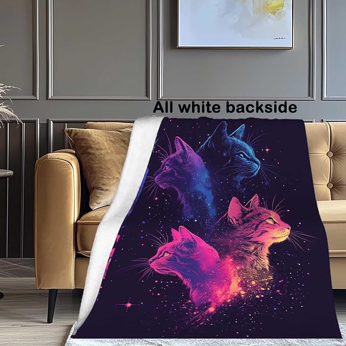 Cat Throw Blanket for Women and Men, Gifts for Girls and Cat Lovers，Cute Soft Cozy Lightweight Fleece for Home Decor, 50x60 Inches
