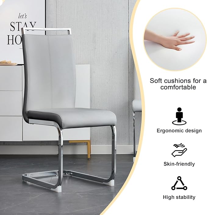 45 Inch Round Dining Table Set for 4, 5 Piece Kitchen Table and Chairs Set, White Faux Marble Table Top, Small Space Dining Set for Apartment or Dining Room