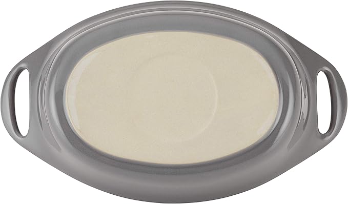 Rachael Ray Solid Glaze Ceramics Au Gratin Bakeware / Baker Set, Oval - 2 Piece, Gray