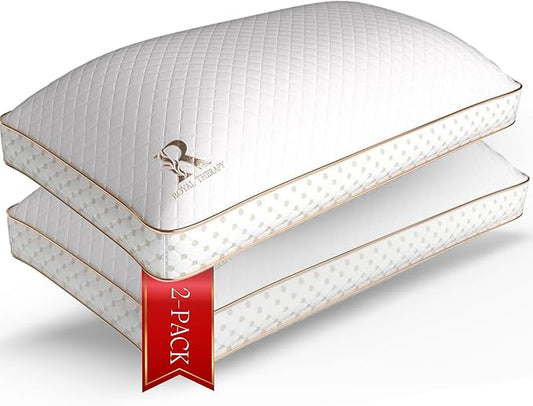 Royal Therapy 2-Pack King Memory Foam Pillow, Adjustable Shredded Odor-Free Pillow for Neck & Shoulder Pain Relief, Support for Back, Stomach, Side Sleepers, AirFlowPRO