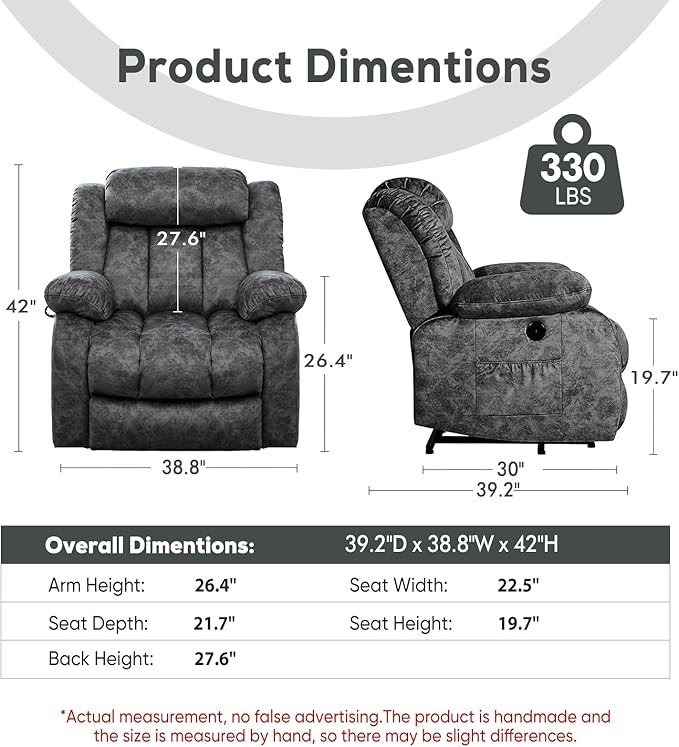 Power Lift Recliner Chair for Elderly with Heated and Massage, Adjustable Lift Chair Recliner, USB Port, Side Pocket, Plush Fabric, Grey