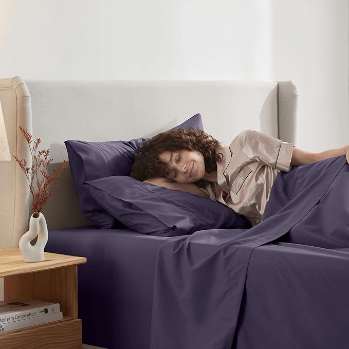 Nestl Twin Sheet Set - 1800 Ultra-Soft Microfiber Twin Bed Sheets - Double Brushed - Deep Pockets - Easy Fit - Extra Soft - 3 Piece Set - Bedding Sheets & Pillowcases (Twin, Purple)