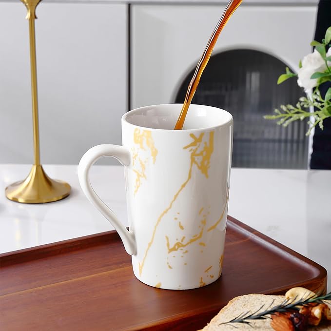 Porcelain Coffee Mugs, 12 Ounce, Set of 6, White | Hot Tea | Cappuccino | Mocha | Cocoa | Cups for Latte