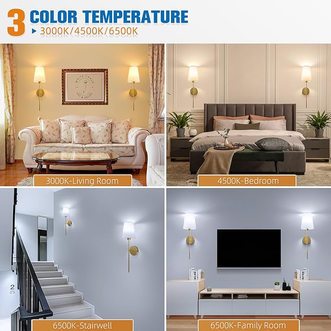 NIORSUN 25.4 inch Battery Operated Wall Sconce Set of 2,Gold Rechargeable Wall Lights with 5200mAh Dimmable Detachable Bulbs and Remote,9 Colors Wireless Sconces for Bedroom Living Room Hallway