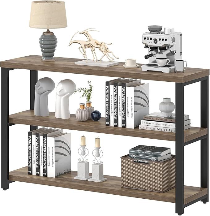 EXCEFUR Modern Sofa Table Behind Couch, Console Table with 3 Tier Shelves, Foyer Tables for Living Room Entryway Hallway, Rustic Oak