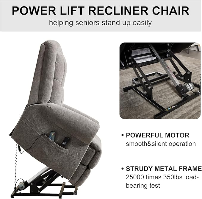 Oversize Power Lift Recliner with Massage and Heat for Adult, Reclining Chair for Living Room Bedroom, Ergonomic Electric Wider Chair with USB Port and Side Pocket (1, Gary)