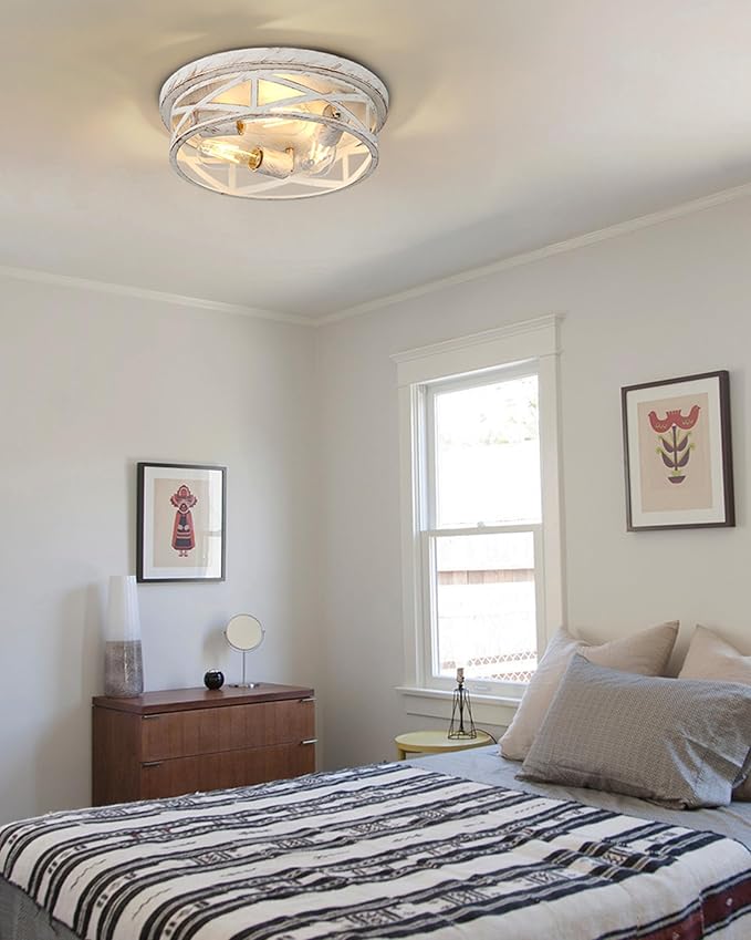 13 inch White and Gold Flush Mount Ceiling Light Fixtures,3-Light Modern Hallway Light Fixtures Ceiling, White and Gold Light Fixture Ceiling Mount for Farmhouse,Kitchen, Bedroom 2 Pack