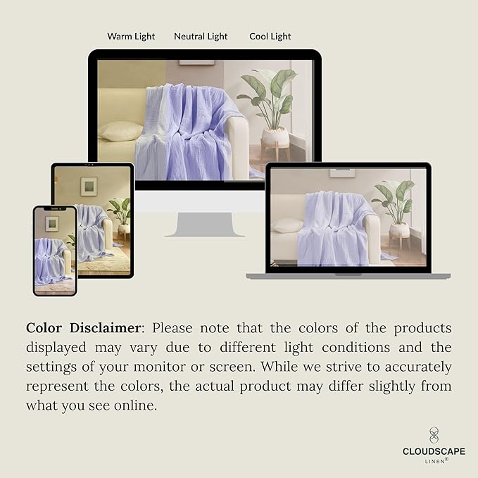 Extra Large 4 Layer Muslin Throw Blanket, 100% Cotton Blanket for Couch, Bed,Sofa, Home Decor,Pre-Washed Gauze, Best Summer Blanket, 50x70, Lavender Blue