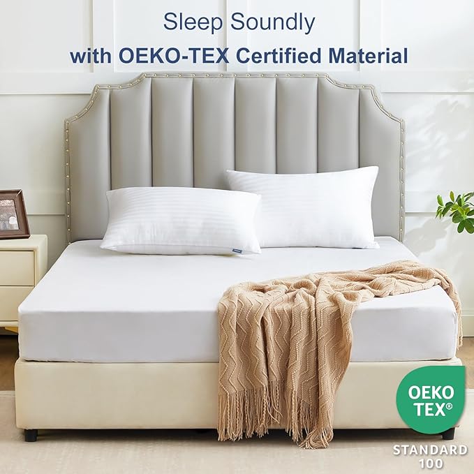 CozyLux Pillows Queen Size Set of 4, Cooling Hotel Quality Bed Pillows with Premium Soft Down Alternative Fill for Side Back and Stomach Sleepers - 4 Pack, Queen, 18x28 Inches