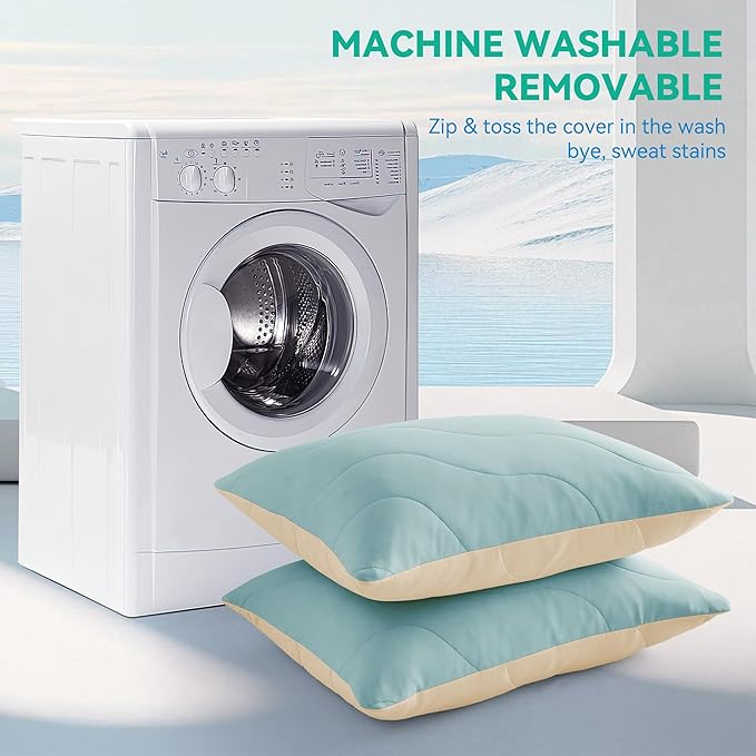 Three Geese Cooling Goose Feather Down Bed Pillows Standard Size Set of 2 for Hot Sleepers, Q-Max>0.45, Cooling Hotel Bed Pillows for Side Stomach Back Sleepers, Washable Removable Cover, 20" x 26"