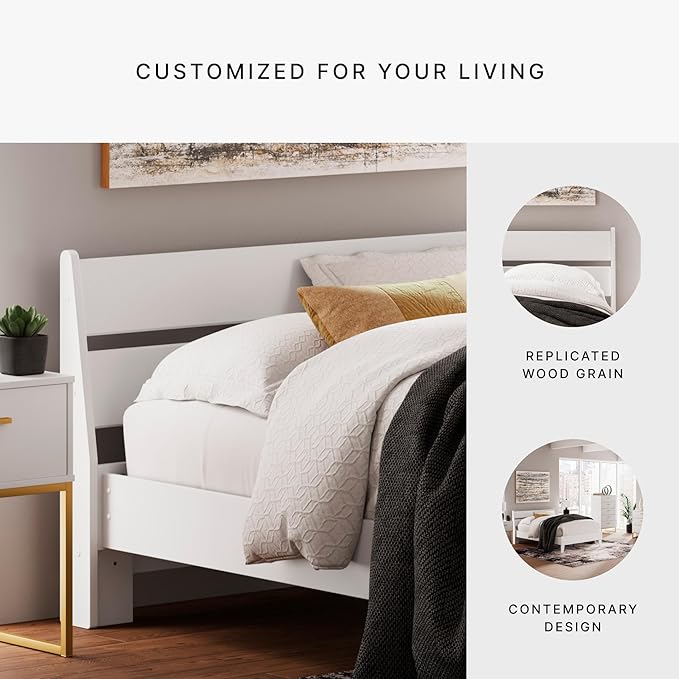 Signature Design by Ashley Socalle Coastal Panel Headboard, Full, White