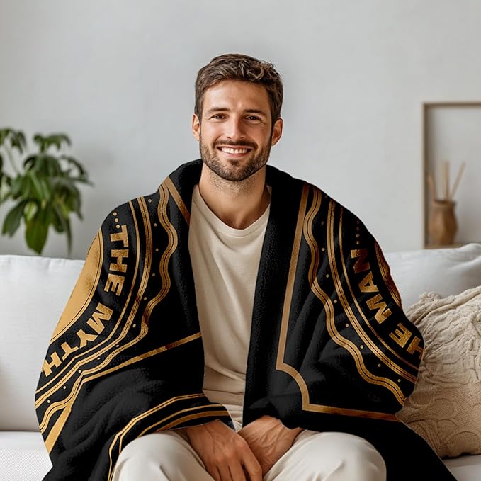 Happy Birthday Gifts for Man, Men Birthday Gift for Dad, Birthday Blanket for Men, Throw Blanket for Him Dad Grandpa Uncle, Creative Gifts for Fathers Day Initial Letter D Blanket 50"x60"