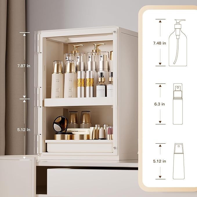 Makeup Organizer with Drawers,Skincare Organizer for Vanity,Storage Box with Cover,Large Cosmetic Display case for Dresser, Bathroom Countertop
