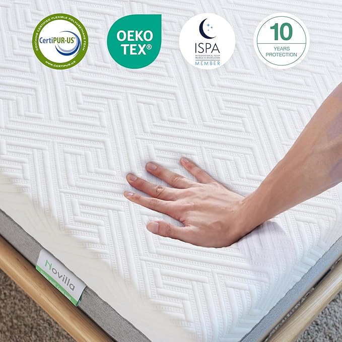 Novilla Mattress Queen Size, 8 Inch Cooling Memory Foam Queen Mattress in a Box for Contour Support & Pressure Relieving & Plush Comfort, CertiPUR-US Certified Foam