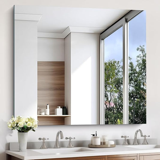 KOCUUY Large Frameless Mirror,36x40 Inch Rectangle Bathroom Vanity Mirror for Over Sink, Upgraded Shatterproof Unframed Design for Bedroom, Living Room, Entryway