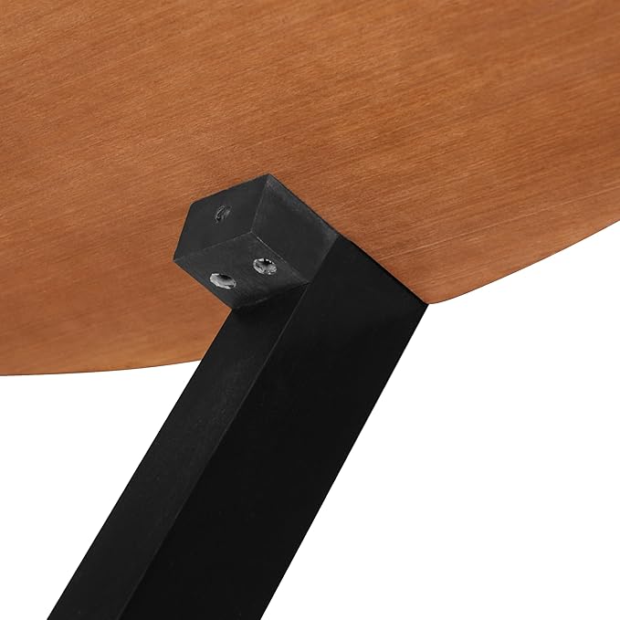 44.2" Acacia Wood Coffee Table,Modern Industrial Accent Tables,Round Table for Indoor,Outdoor,Living Room,Lounge,Patio,Natural+Black